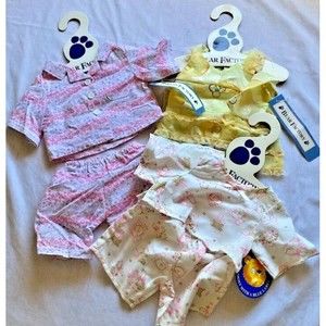 NWT Bear Factory Build a Bear~Lot~2 Pjs & 1 Dress~Fits 14-18" Plush~Pink Yellow